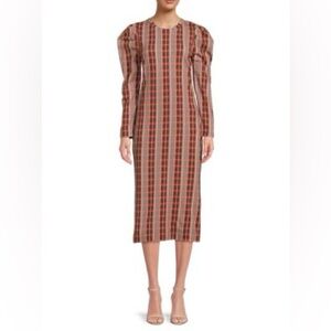 Tanya Taylor Red and Blue Plaid Dress